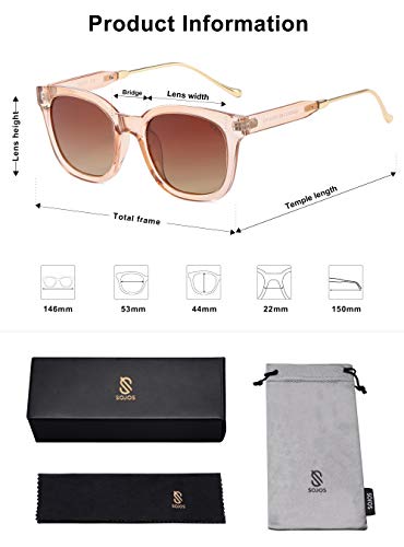 SOJOS Classic Square Polarized Sunglasses for Women Men Retro Trendy UV400 Sunnies SJ2050