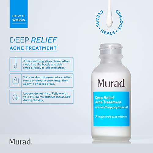 Murad Deep Relief Acne Treatment - Acne Control Max Strength 2% Salicylic Acid, Healing Treatment for Deep, Uncomfortable Cystic Acne, 1 Fl Oz