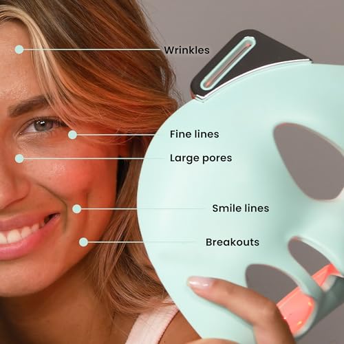 Qure LED Skin Care Face Mask With 5 Different Modes (Red Light Therapy, Amber Light & Blue Light Therapy) One Device with Customizable Settings & Treatments. Perfect For At Home Use LED Facial Therapy