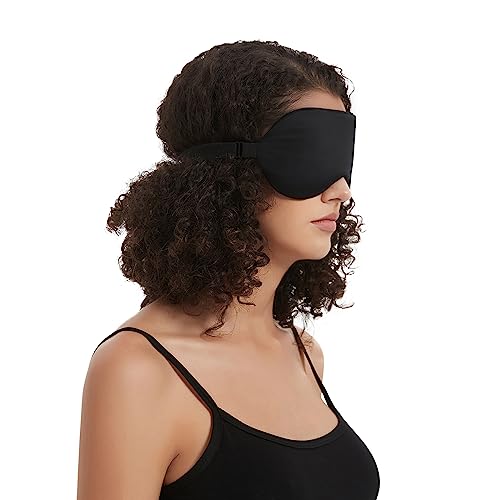 Alaska Bear Sleep Mask Silk Eye Cover with Contoured Padding for Pressure-Free Comfort - Upgrade Over Thin Flat Shades (Black)