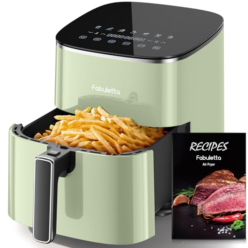 Air Fryer 6QT, FABULETTA 11 One-Touch Functions, 450℉ Fast Cooking, 95% Less Oil, Roast, Bake, Crisps, Broil and Air Fry for Easy Meals, SHAKE Reminder, Dishwasher Safe, Fits for 4-6 People