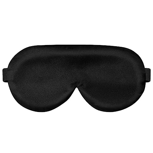 Alaska Bear Sleep Mask Silk Eye Cover with Contoured Padding for Pressure-Free Comfort - Upgrade Over Thin Flat Shades (Black)