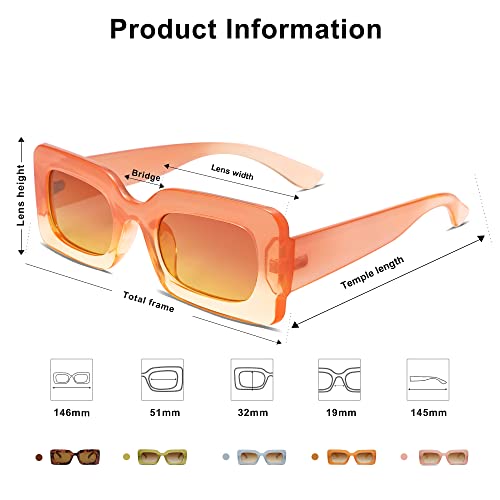 SOJOS Retro 90s Nude Rectangle Sunglasses Womens Mens Trendy Chunky Glasses