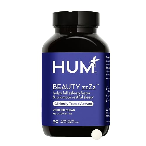 HUM Beauty zzZz - Melatonin Sleep Supplement with Blend of Vitamin B6 & Calcium - Non-GMO, Gluten-Free, Vegan (30 Tablets)