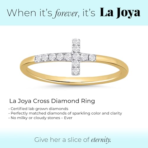 La Joya 10k Yellow Gold Diamond Band Ring for Women | 0.02ct Lab Grown Diamond, Cross, VS/SI, GH, 0.1ct, Round