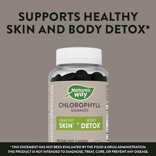 Nature's Way Chlorophyll Gummies, Internal Deodorant*, Supports Healthy Skin and Body Detox*, Orchard Fruit Flavored, 60 Gummies