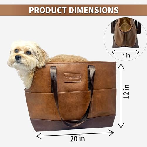 Luxury Vegan Leather Dog Carrier Purse with Comfort Cushion & Multiple Pockets - Ergonomic Pet Travel Tote Bag for Small Dogs and Puppies