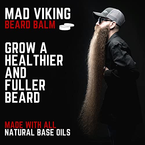 Mad Viking Beard Co. Beard Balm for Men - All Natural Ingredients, Handmade and Cruelty-Free, Medium to Heavy Hold, Maintain and Manage Beard Hair, Made in the USA (Odin’s Rök, 2oz Beard Balm)