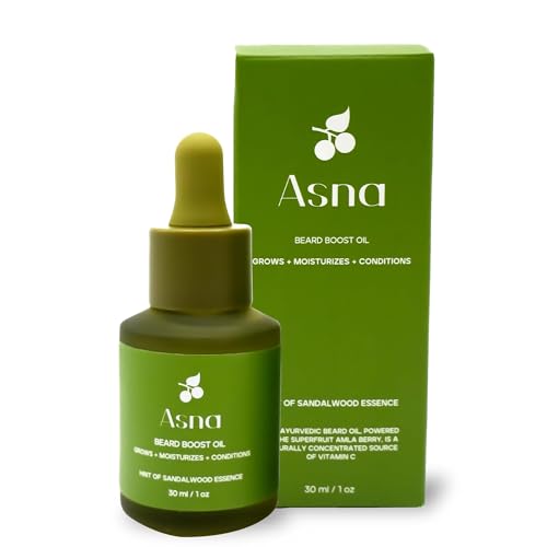 Asna BEARD BOOST OIL, 100% COLD-PRESSED, All Hair Types, Stimulates NATURAL GROWTH, Nourishing & Moisturizing, 100% NATURAL, AYURVEDIC PACKED with VITAMIN C & ANTIOXIDANTS, SOFTER, FULLER BEARD