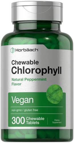 Horbäach Chlorophyll Tablets | 300 Chewables | Natural Peppermint Flavor | Vegan, Non-GMO & Gluten Free