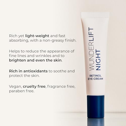 Wunderlift Night Retinol Eye Cream, 3% Encapsulated Retinol, Hyaluronic Acid and Coleus Forskohlii, Vegan and Cruelty free