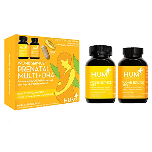 HUM Womb Service Prenatal & Postnatal Vitamins Combo Pack - OBGYN Formulated Vegan Prenatal Vitamins - Clean Daily Pre-to-Post Pregnancy Support with Choline