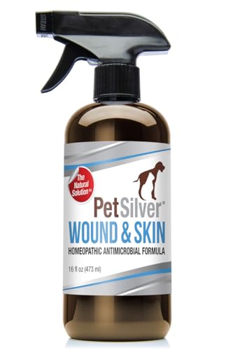 PetSilver Wound & Skin Spray with Patented Chelated Silver, Allergy Relief for Dogs Itching, Hot Spot Treatment for Dogs, Cat and Dog Wound Care, Natural Skin Soother for Dogs, USA, 16 fl. oz.