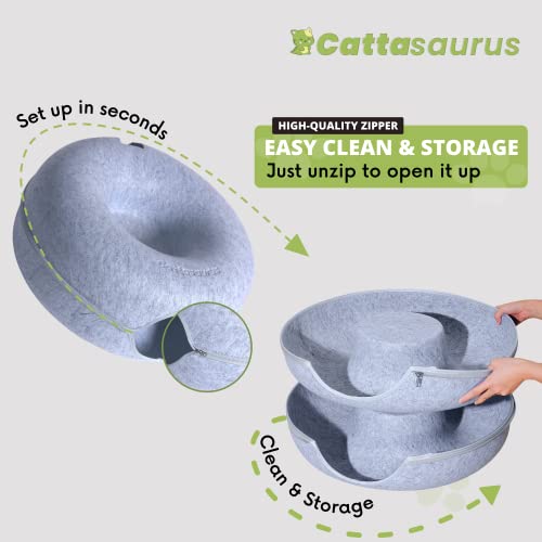 Peekaboo Cat Cave for Multiple & Large Cats Up to 30 Lbs, Scratch Detachable & Washable Tunnel Bed (Light Gray, Large)