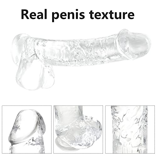 Small Realistic Clear 6 inch Cute Dildo,Adult Sex Toy with Suction Cup Dildo, Suitable for Beginner Women/Men/Gay with thin and slim Poke, can be Use for G-spot and Anal