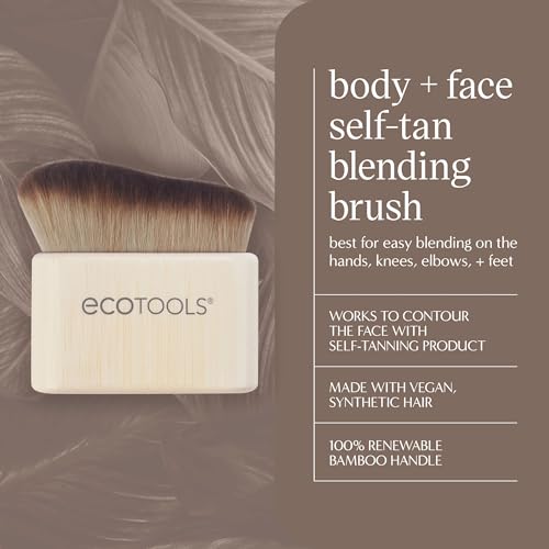 EcoTools Good Tan Body + Face Self-Tan Blending Brush, Kabuki Brush For Applying Self Tanner, Sunless Tanner Blending Brush, Eco Friendly Self Tanning Brush, Vegan, & Cruelty Free, 1 Count