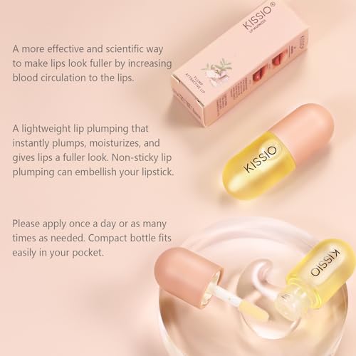 KISSIO Lip Plumper,Natural Lip Plumper for Day Use,Lip Plumping Gloss Make Lips Fuller and Moisturizing 5.5ml