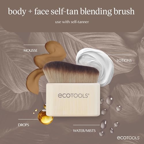 EcoTools Good Tan Body + Face Self-Tan Blending Brush, Kabuki Brush For Applying Self Tanner, Sunless Tanner Blending Brush, Eco Friendly Self Tanning Brush, Vegan, & Cruelty Free, 1 Count