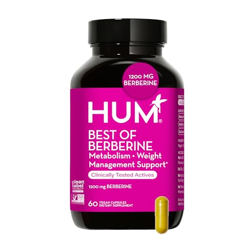 HUM Best of Berberine 1200mg - Pure Potency for Healthy Cholesterol Support & Weight Management, Enhanced with BioPerine for Maximum Nutrient Absorption. 30 Day Supply