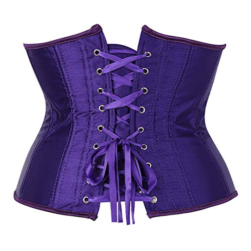 Zhitunemi Women's Satin Underbust Corset Bustier Waist Training Cincher Plus Size Corsets