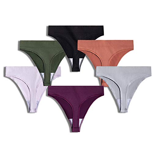 GRANKEE Women's Breathable Seamless Thong Panties No Show Underwear Pack