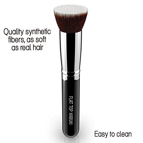 Flat Top Kabuki Foundation Brush By KESHIMA - Premium Makeup Brush for Liquid, Cream, and Powder - Buffing, Blending, and Face Brush