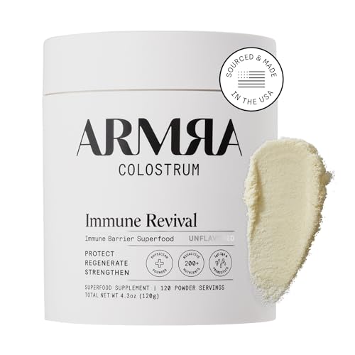 ARMRA Colostrum™ Premium Powder, Grass Fed, Gut Health Bloating Immunity Skin & Hair, Contains 400+ Bioactive Nutrients, Potent Bioavailable, Keto, Gluten & Fat Free (Unflavored | 120 Servings)