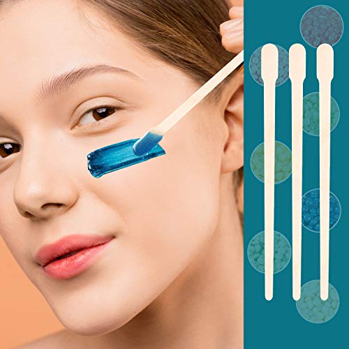 JANYUN 200 Pcs Eyebrow Wax Sticks, Waxing Sticks Applicator, Wood Craft Wax Spatulas for Hair Removal Face Leg Facial Eyebrow Small Sticks or Wood Craft Sticks (With Handle)