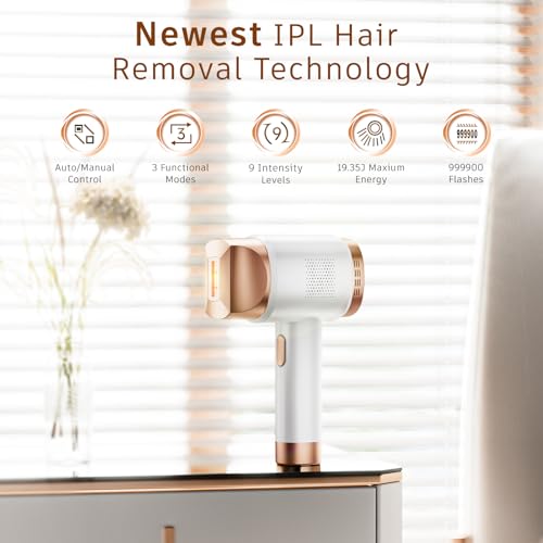 Aopvui IPL Laser Hair Removal for Women and Men, at-Home Permanent Hair Removal Device 999999 Flashes Hair Remover for Whole Body Use