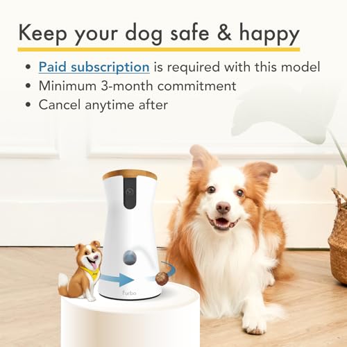 Furbo 360° Dog Camera + Dog Nanny w/Smart Alerts (Paid App Subscription Required): Home Emergency & Dog Safety Alerts | 360° Rotating Dog Tracking, Treat Toss, Night Vision, 2-Way Audio, Bark Alert