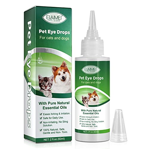 Dog Eye Drops 60ML for All Animal Eye Wash,Helps Relieve Pink Eye & Allergy Symptoms,Eases Itching & Irritation,with Pure Natural Essential Oils 100% Natural, Safe, Gentle and Non- Toxic