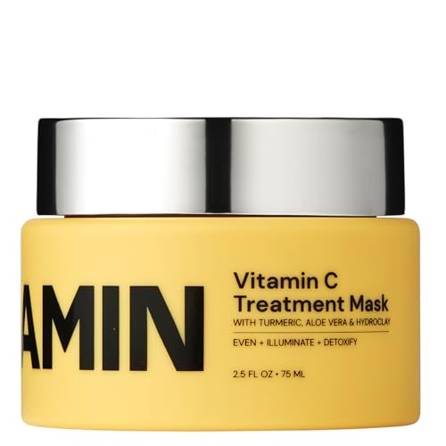 Gleamin Vitamin C Clay Mask - 10-Minutes for Dark Spots, Turmeric Face Mask Skin Care, Deep Cleansing Pores - Facial Improves Uneven Tone, Post-Blemish, Visibly Brighten, Scarring and Texture - 2.5 Oz