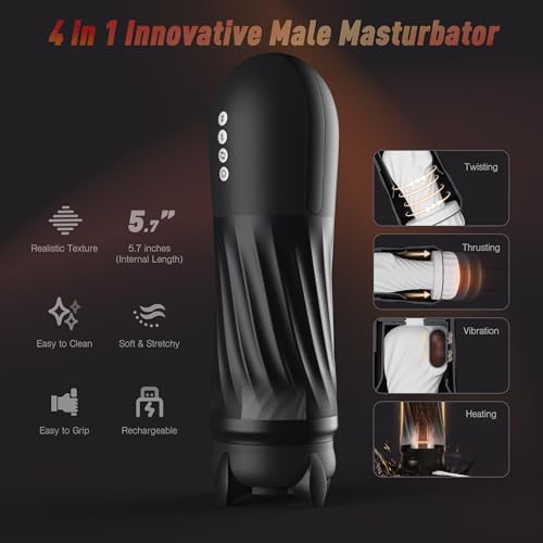 Tracy's Dog Automatic Male Masturbator, Adult Sex Toys for Men with 3 Twisting and 5 Thrusting Vibration Modes, Hands-Free Heating Male Vibrating Stroker for Men Guy Pleasure, Steelcan