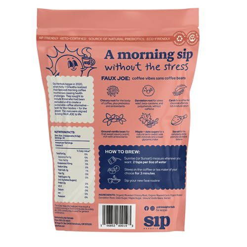 Sip Herbals Caffeine-Free, Dandelion Root Tea - Loose Leaf Coffee Alternative with Carob and Chicory - As Seen on Shark Tank - Coffee Substitute - Salted Maple Blondie Roast (30 Servings)