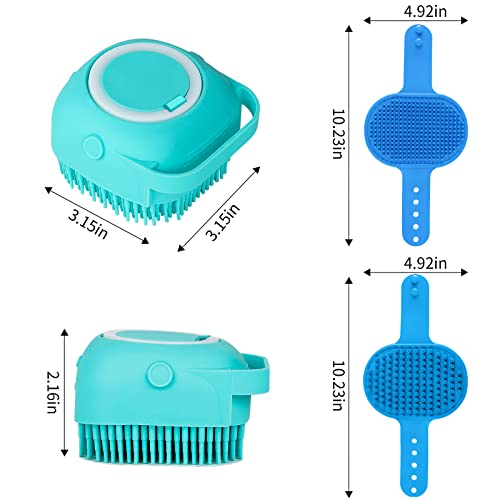 3PCS Dog Bath Brush | Dog Shampoo Brush | Dog Scrubber for Bath | Dog Bath Brush Scrubber | Dog Shower/Washing Brush with Adjustable Ring Handle for Short & Long Hair (Blue Blue Blue)