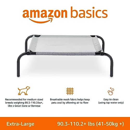 Amazon Basics Cooling Elevated Pet Bed For Dog, X-Large (60.1 x 37.1 x 8.9 Inches), 1 count, Grey