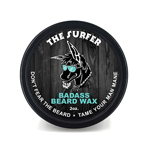 Badass Beard Care Beard Wax For Men - Surfer Scent, 2 oz - Softens Beard Hair, Leaves Your Beard Looking and Feeling More Dense