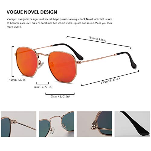 Hipster Hexagonal Polarized Sunglasses Men Women Geometric Square Small Vintage Metal Frame Retro Shade Glasses