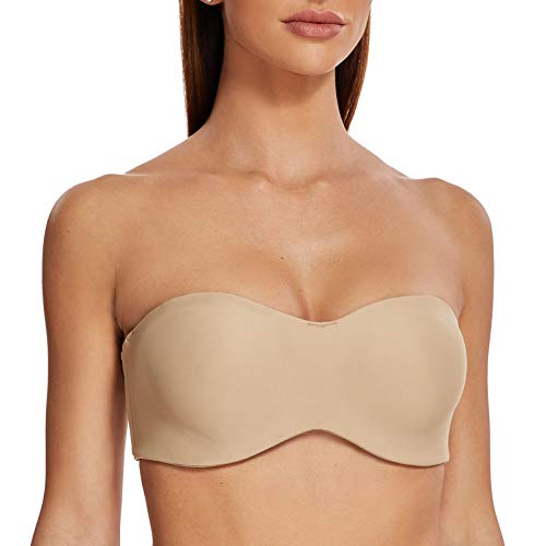 MELENECA Women's Strapless Bra for Large Bust Minimizer Unlined Bandeau with Underwire