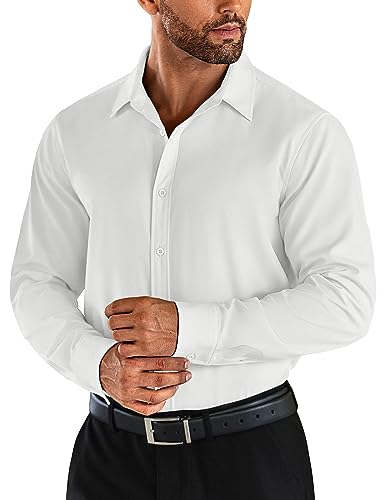 COOFANDY Men's Business Dress Shirts Wrinkle Free Long Sleeve Regular Fit Dress Shirt Textured Casual Button Down Shirts