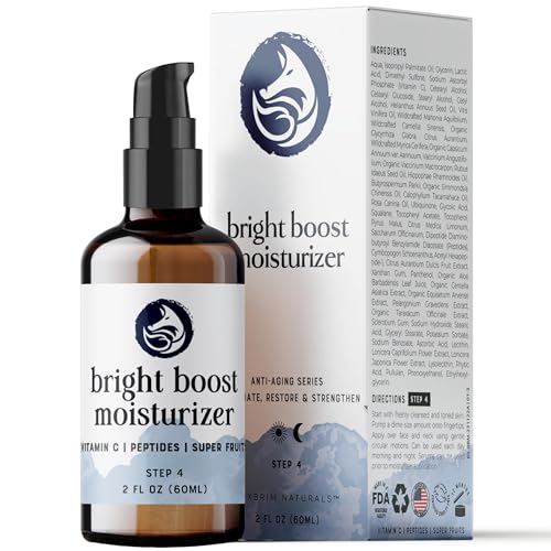 Bright Boost Face Moisturizer with Vitamin C, Peptides & Superfruits | Daily Hydrating Face Lotion for Uneven Tone | Anti-Aging Skincare | Facial Lotion for All Skin Types - 2 oz