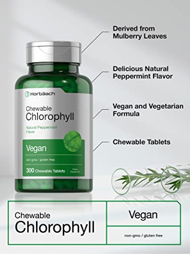 Horbäach Chlorophyll Tablets | 300 Chewables | Natural Peppermint Flavor | Vegan, Non-GMO & Gluten Free