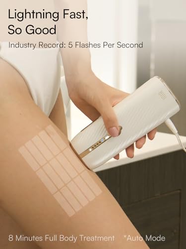 Laser Hair Removal for Women and Men, IPL Hair Removal Device with Sapphire Ice-Cooling, Double Effectiveness & 5 Flashes per Second for Long-Lasting and Nearly Painless Results