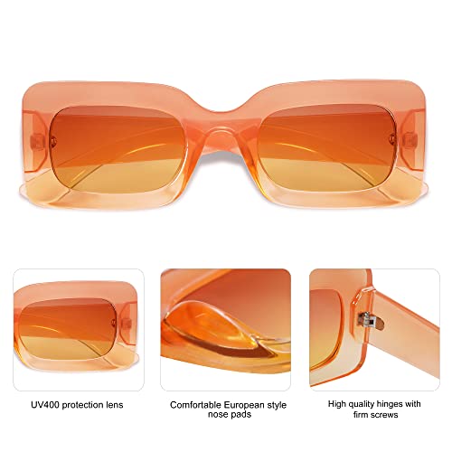 SOJOS Retro 90s Nude Rectangle Sunglasses Womens Mens Trendy Chunky Glasses