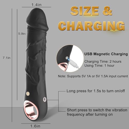 G Spot Dildo Vibrator - BGGOOD Adult Female Sex Toys with 10 Vibrations, Realistic Silicone Dildos Finger Vibrators for Multiple Stimulation, Clitoris Stimulator for Woman Sexual Pleasure(Black)