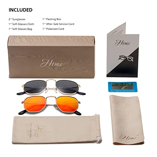 Hipster Hexagonal Polarized Sunglasses Men Women Geometric Square Small Vintage Metal Frame Retro Shade Glasses