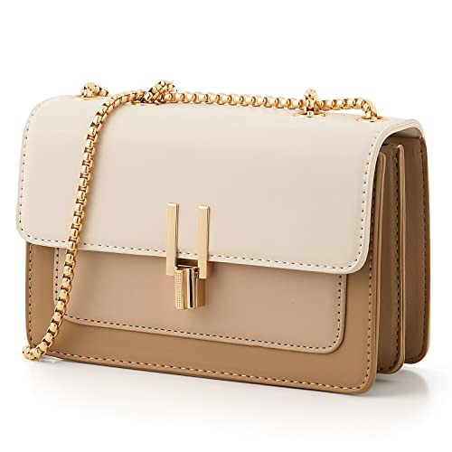 Color-Block Crossbody Bags for Women Leather Cross Body Purses Cute Designer Handbags Shoulder Bag Medium Size