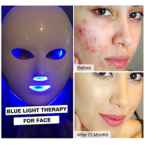 NEWKEY Red Blue Light Therapy for Face, LED Face Mask Light Therapy for Acne Wrinkles, LED Light Therapy Facial Photon Mask, Korea PDT Technology for Wrinkles I Acne Treatment