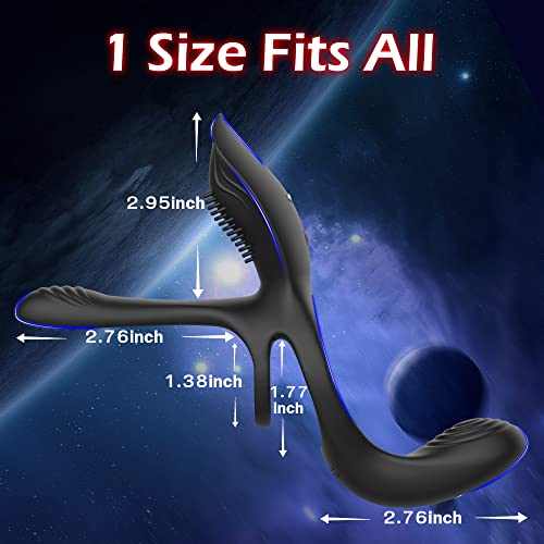 Vibrator for Couple, 3 in 1 Vibrating Cock Ring with 10 Modes, Men's Penis Vibrators, Perineum , G spot, Clitorals Stimulator for Women, Sex Novelties, Adult Sex Toys & Games Black