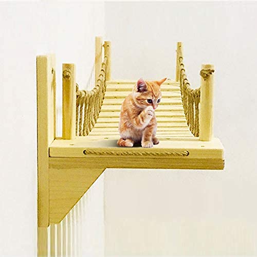 Wooden Wall-Mounted Cat Bridge with 2 Fixed Brackets Cat Perch Cat Mod Cat Condo Kitty Activity Furniture Cat Climber Tree Tower Cat Cloud Shelf Board